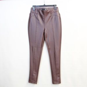 BBJ Brown Vegan Leather Seamed Leggings  Size Medium